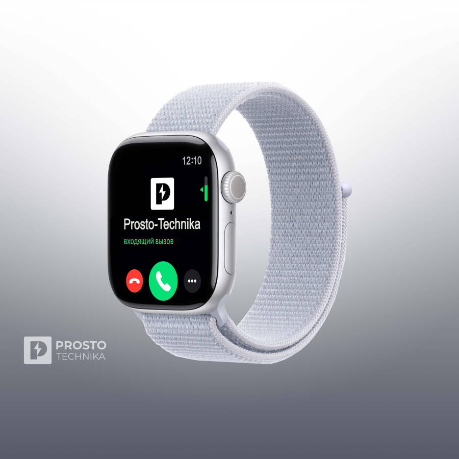 Часы Apple Watch Series 10, 46 мм, алюминий серебристого цвета, браслет Sport Loop дымчато-голубого цвета